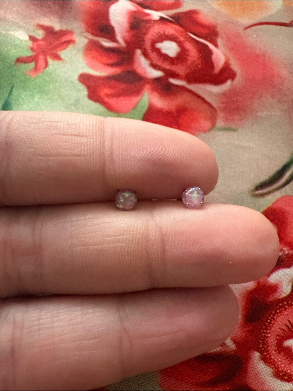 Delicate Pink Opal Stud Earrings - Minimal Women's Jewelry
